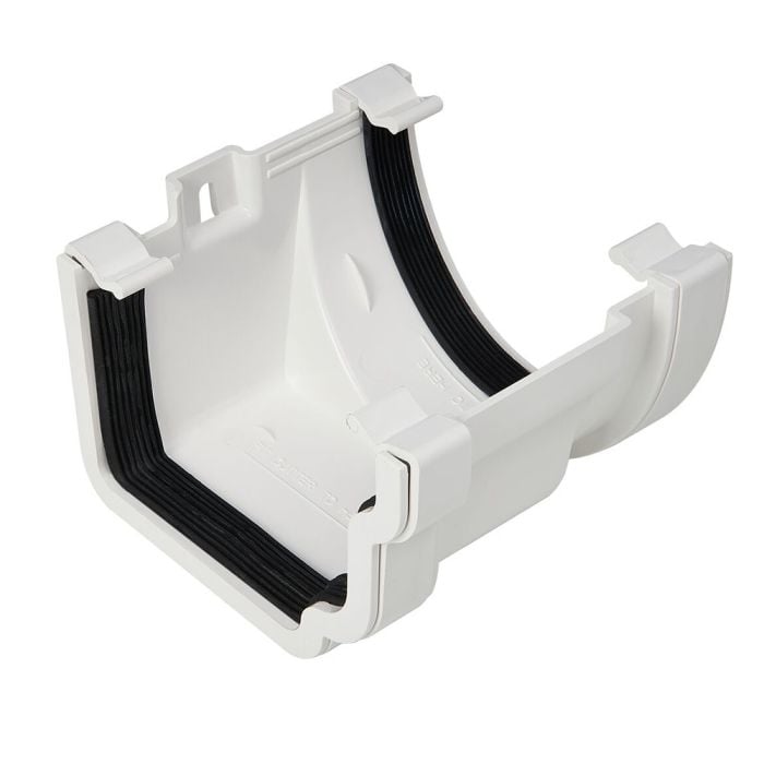 White 120mm Ogee to 114mm Deep Right Hand Gutter Adapter