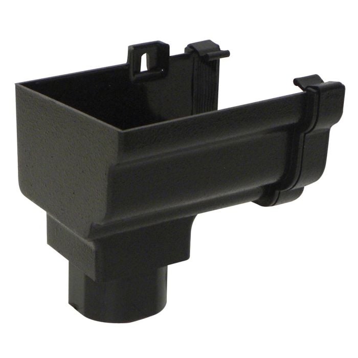 Cast Iron Effect 120mm Ogee Gutter to 68mm Round or 65mm Square Downpipe Left Hand Stopend Outlet