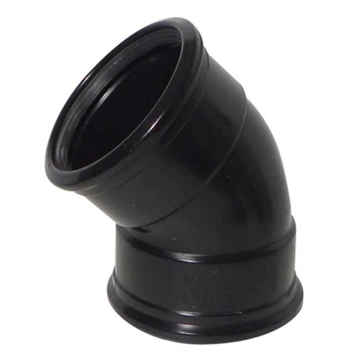 110mm Pipe Double Socket 45 Degree Bend (Black)