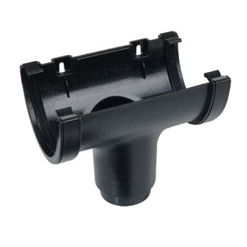 Cast Iron Effect 114mm Deep Gutter to 68mm Round Downpipe Running Outlet 