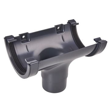 Anthracite Grey 112mm Half Round Gutter to 68mm Round Downpipe Running Outlet