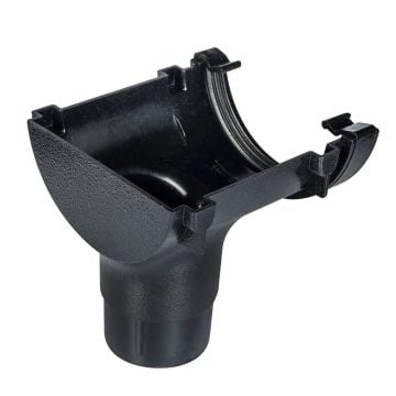 Cast Iron Effect 112mm Half Round Gutter to 68mm Round Downpipe Stopend Outlet 