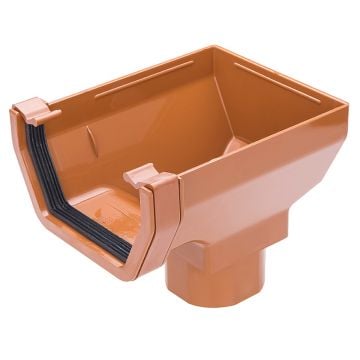Caramel 117mm Square Gutter to 65mm Square or 68mm Round Downpipe Stopend Outlet (Kayflow)