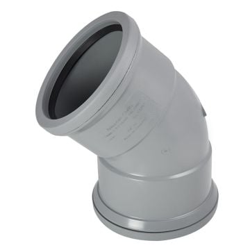 110mm Pipe Double Socket 45 Degree Bend (Grey)