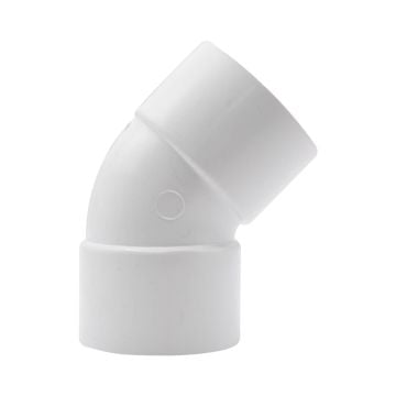 White 32mm Solvent Weld Double Socket 45 Degree Obtuse Bend (Kayflow) 