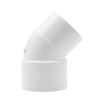 White 32mm Solvent Weld Single Socket 45 Degree Obtuse Bend (Kayflow)