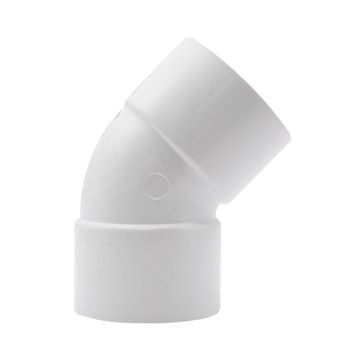 White 40mm Solvent Weld Double Socket 45 Degree Obtuse Bend (Kayflow)