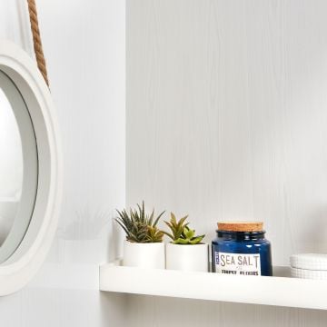 modern bathroom with white wood imitation bathroom wall panels