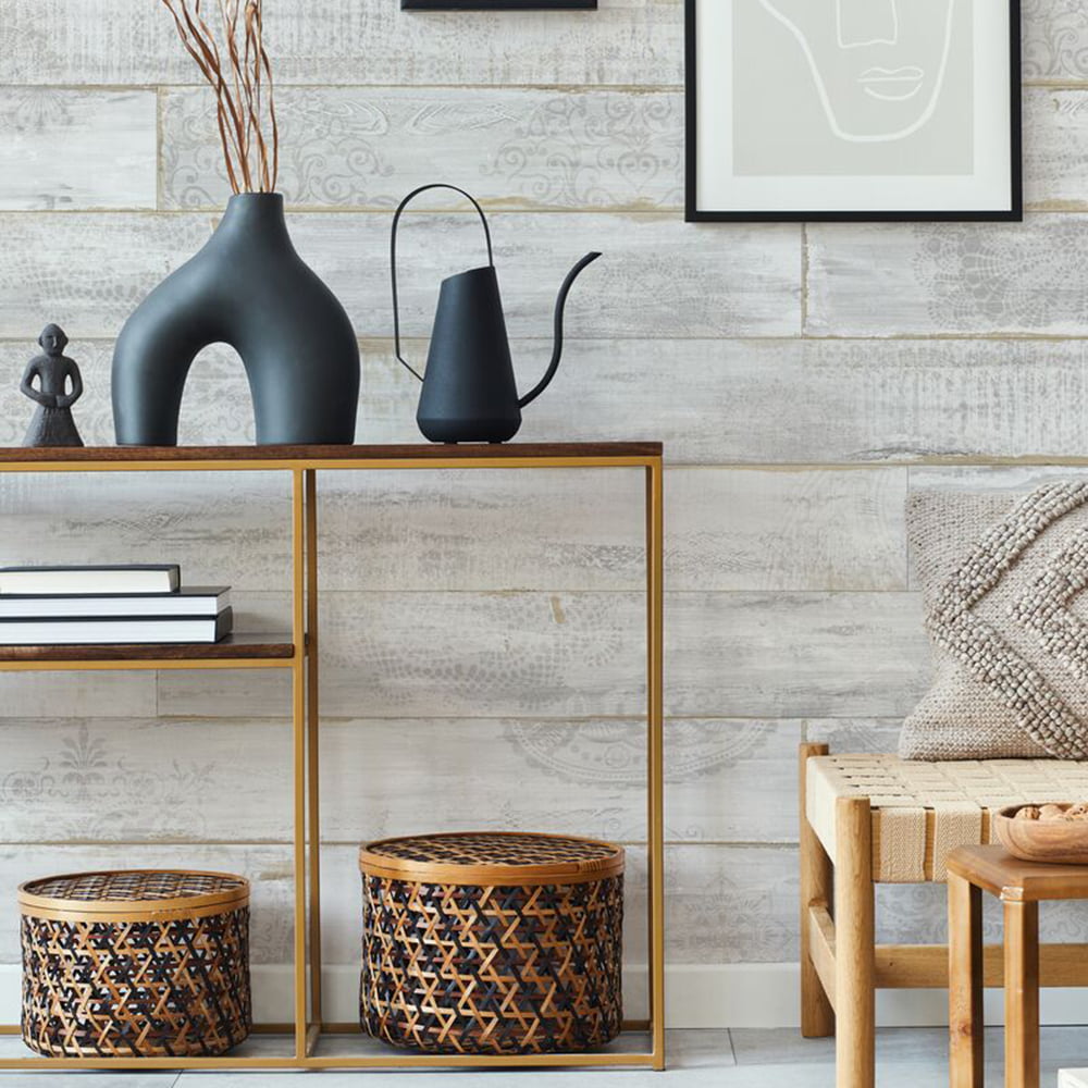 Etched White Cabin Wall Panel