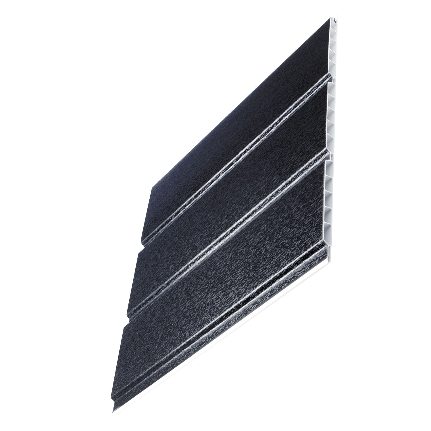 Anthracite Grey Woodgrain 9mm x 300mm Hollow Soffit Board (5m) Anthracite Grey Woodgrain 9mm x 300mm Hollow Soffit Board (5m)
