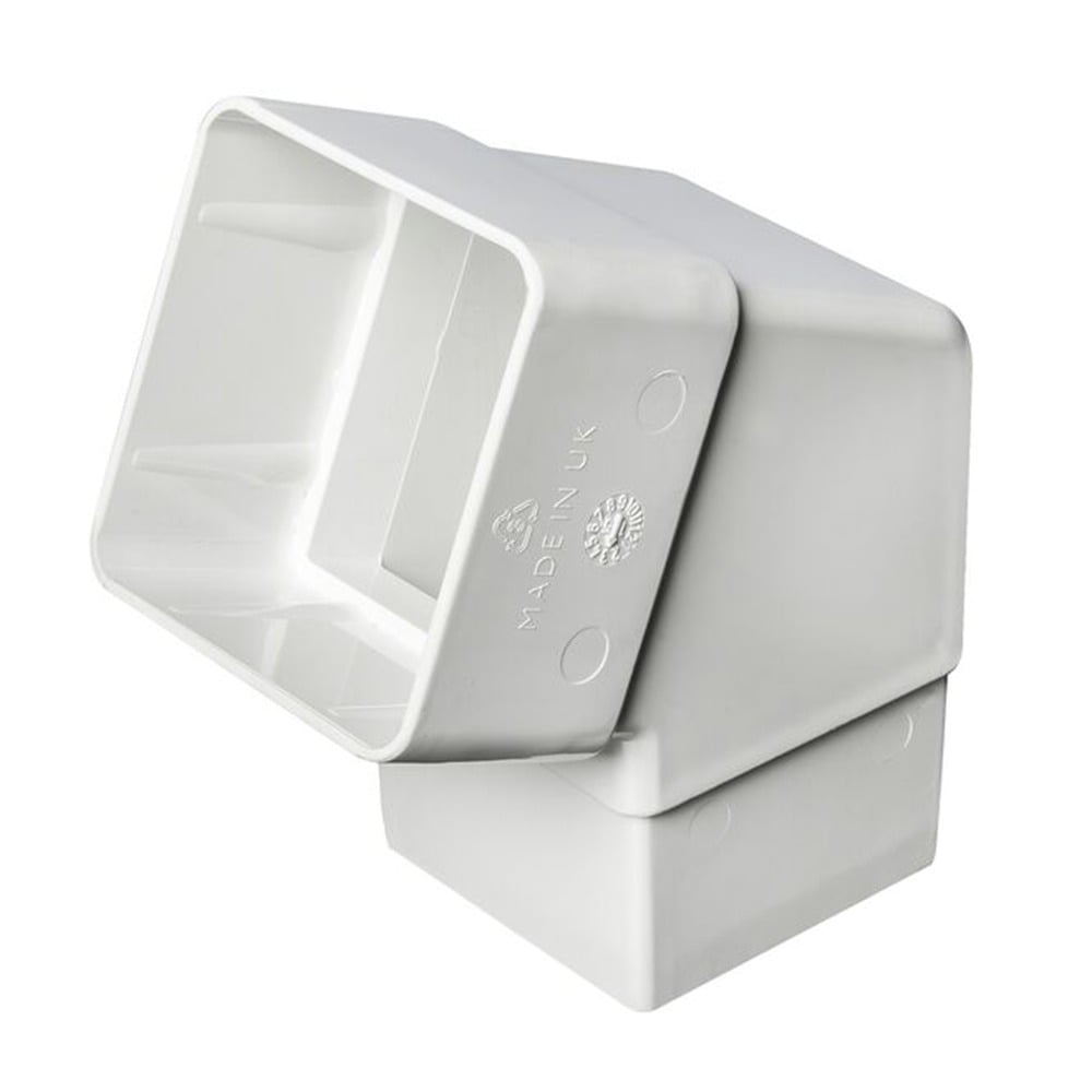 White 65mm Square 112.5 Degree Offset Bend White 65mm Square 112.5 Degree Offset Bend