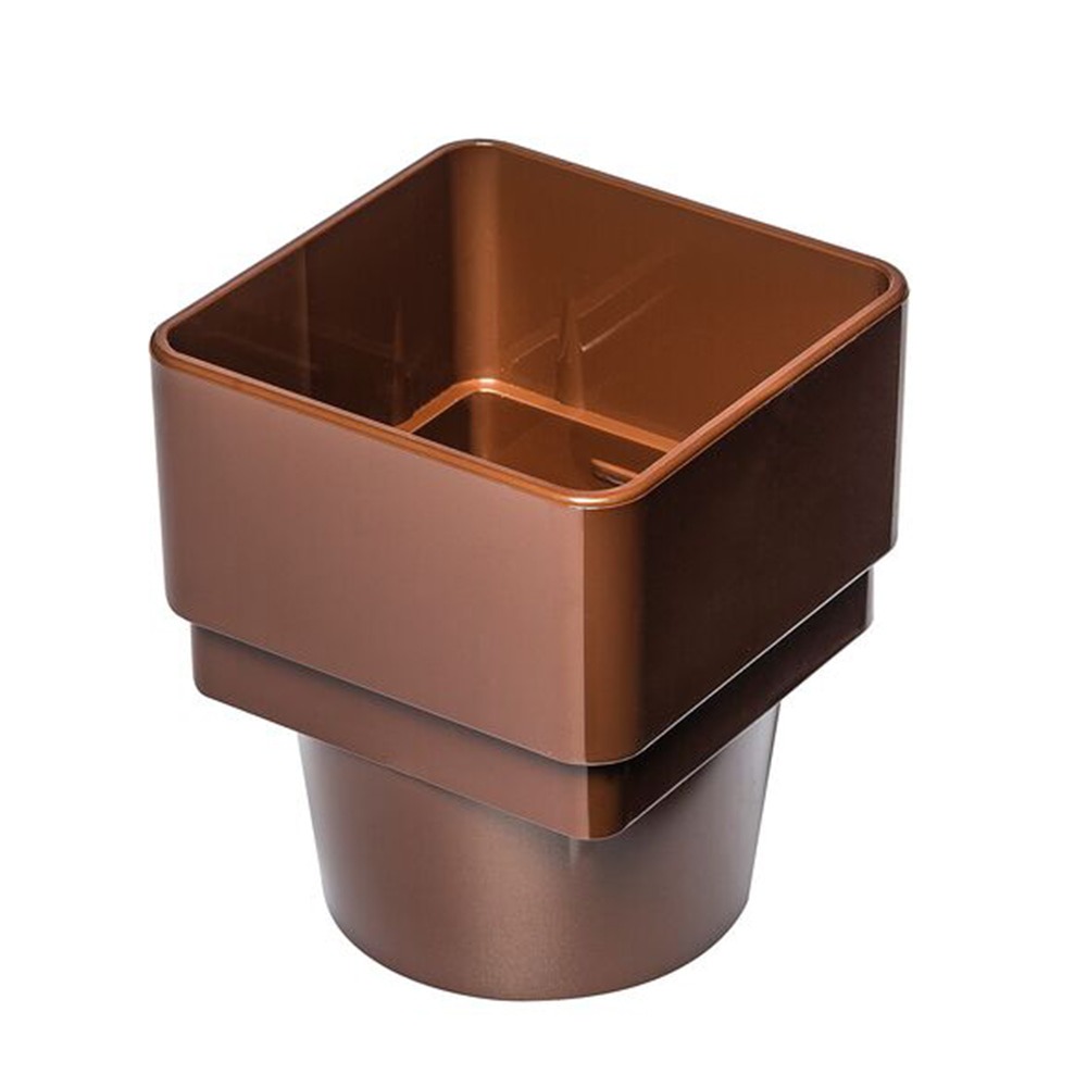 Brown 65mm Square to 68mm Round Downpipe Adaptor Brown 65mm Square to 68mm Round Downpipe Adaptor