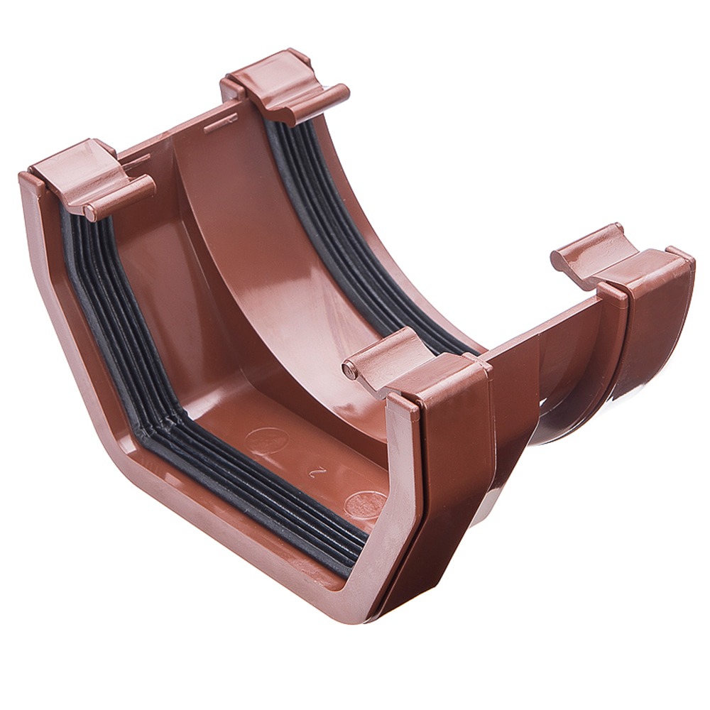 Brown 112mm Half Round To 117mm Square Gutter Adaptor 