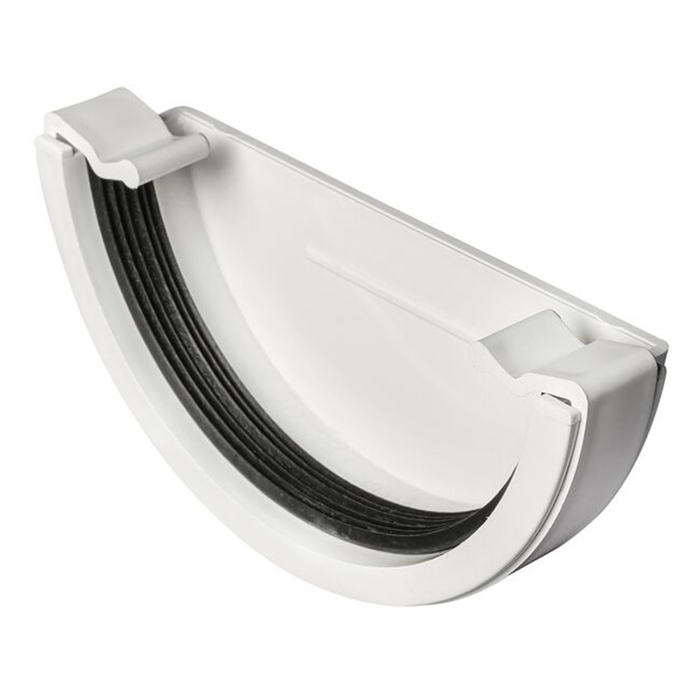 White 112mm Half Round External Stopend White 112mm Half Round External Stopend