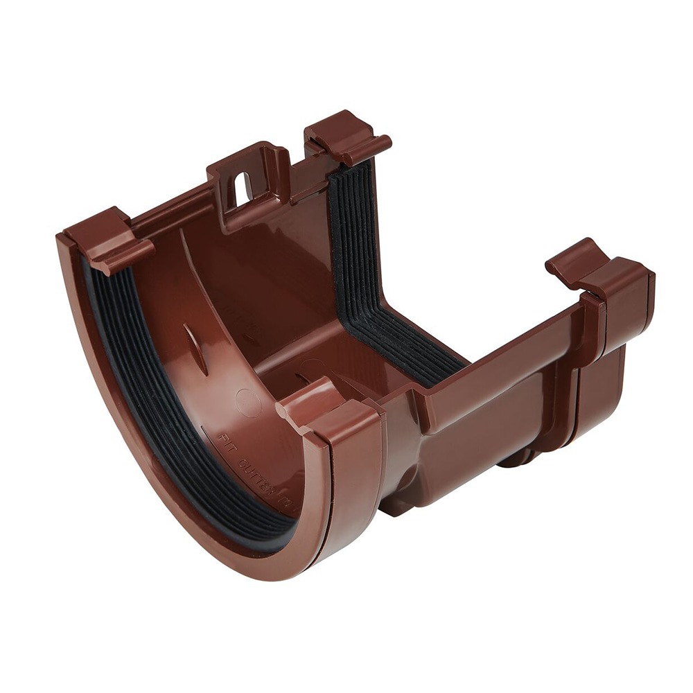 Brown 120mm Ogee to 114mm Deep Left Hand Gutter Adapter 
