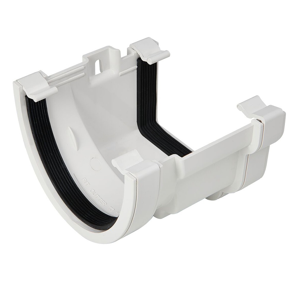 White 120mm Ogee to 114mm Deep Left Hand Gutter Adapter 