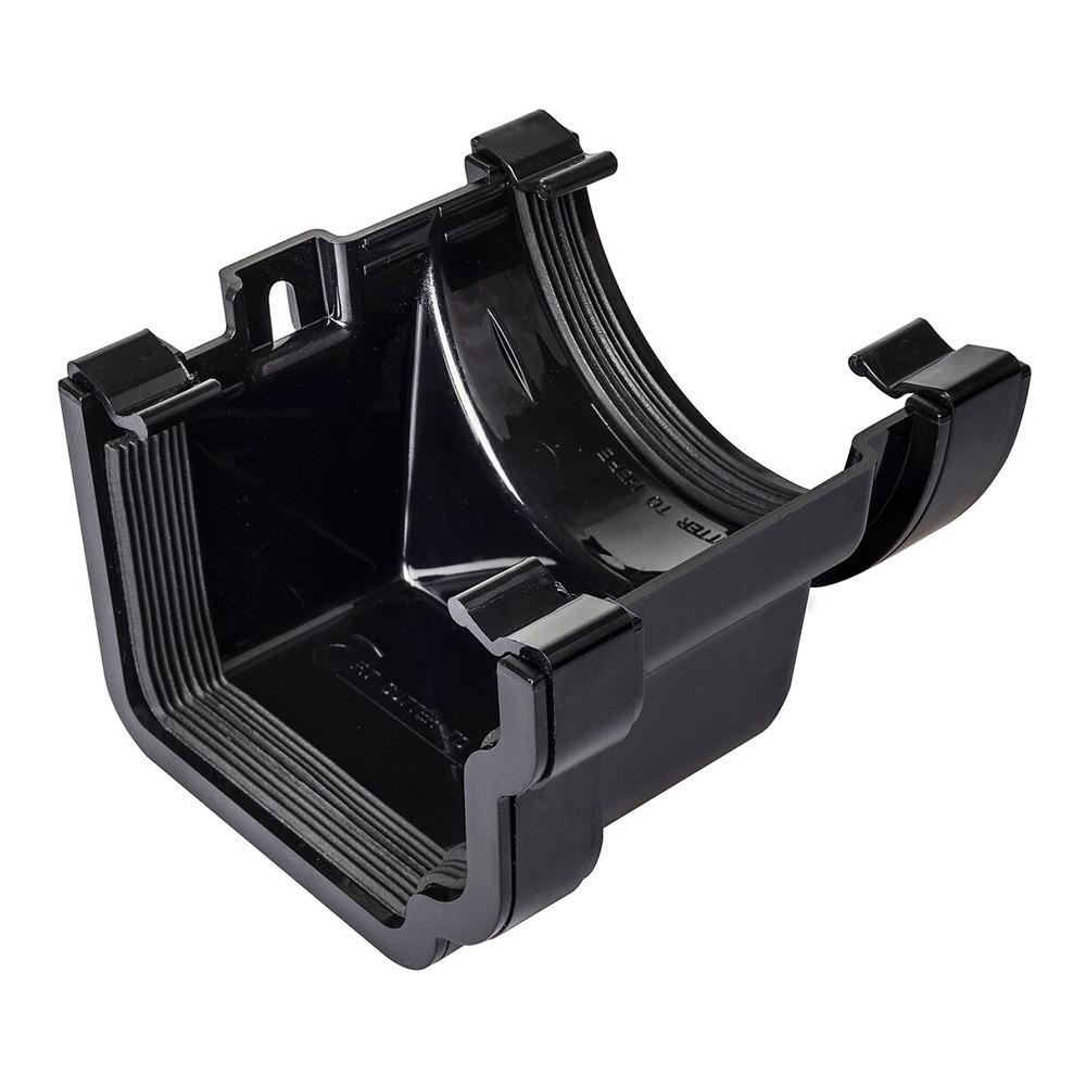 Black 112mm Half Round To 120mm Ogee Left Hand Gutter Adaptor 
