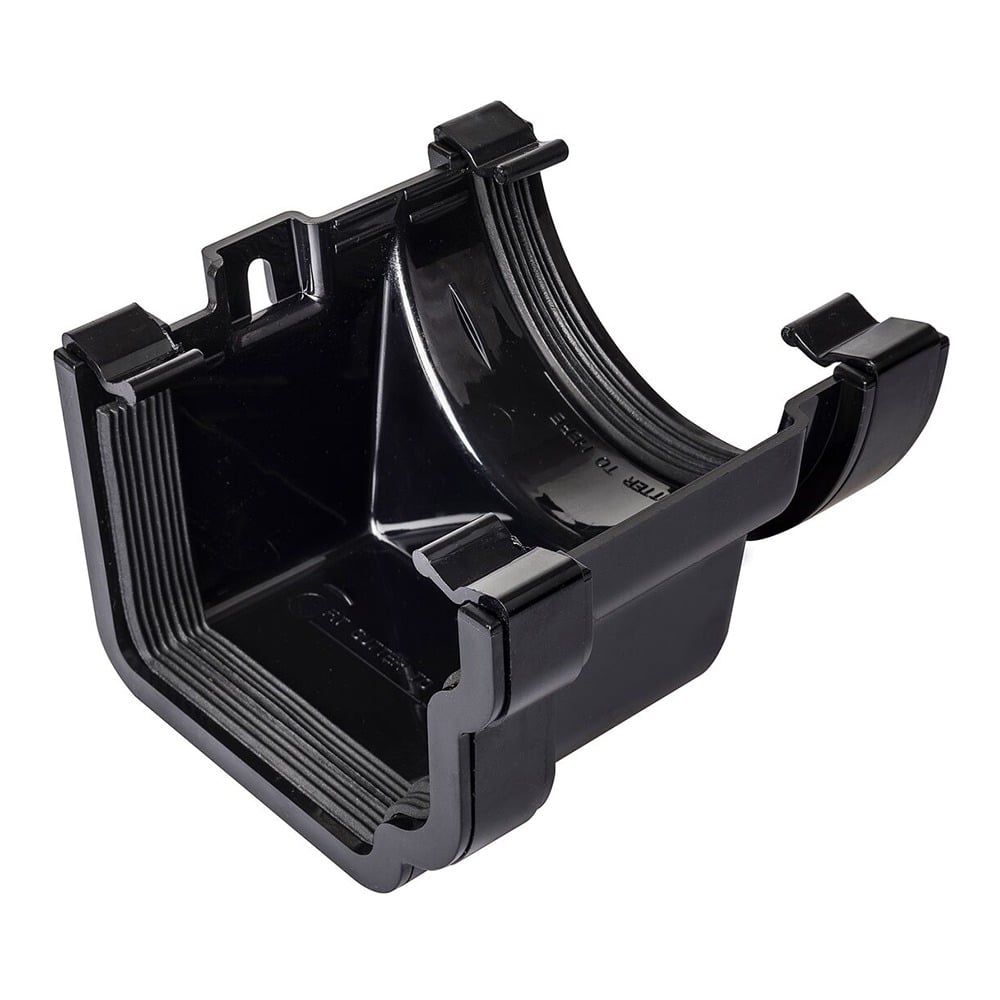 Black 112mm Half Round To 120mm Ogee Left Hand Gutter Adaptor Black 112mm Half Round To 120mm Ogee Left Hand Gutter Adaptor