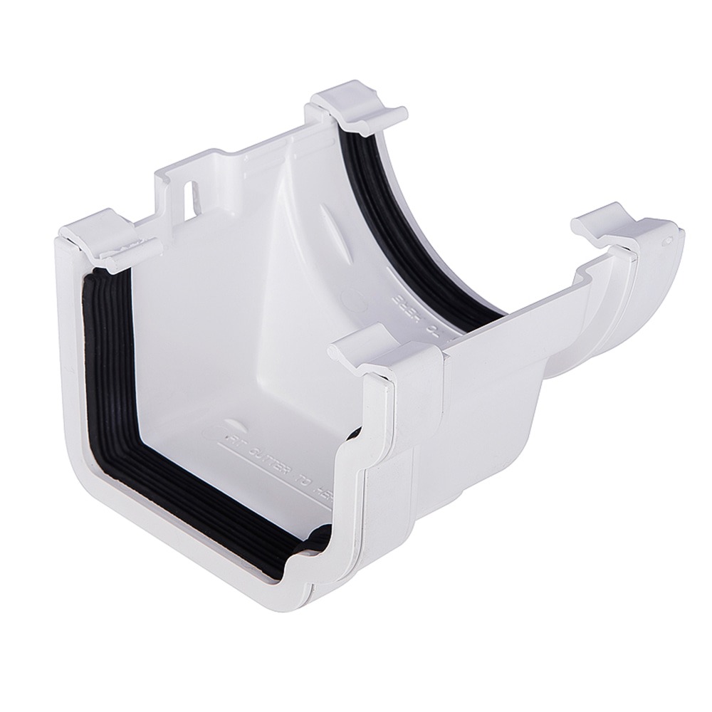 White 112mm Half Round To 120mm Ogee Left Hand Gutter Adaptor 