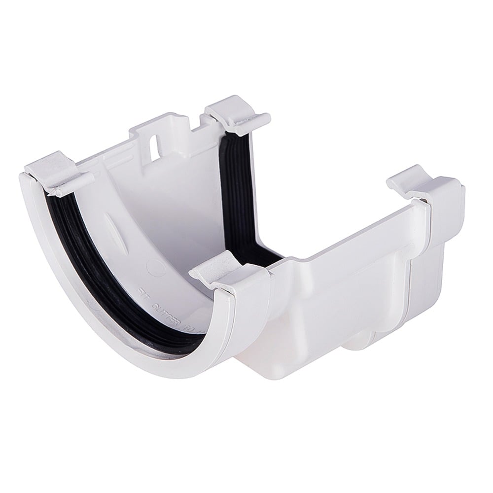 White 112mm Half Round To 120mm Ogee Right Hand Gutter Adaptor White 112mm Half Round To 120mm Ogee Right Hand Gutter Adaptor