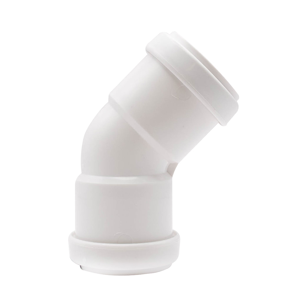 White 40mm Push Fit Double Socket 45 Degree Swept Bend (Kayflow) 