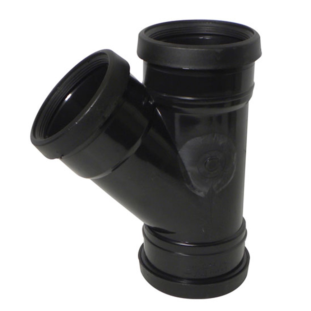 110mm Pipe Triple Socket 45 Degree Branch (Black)