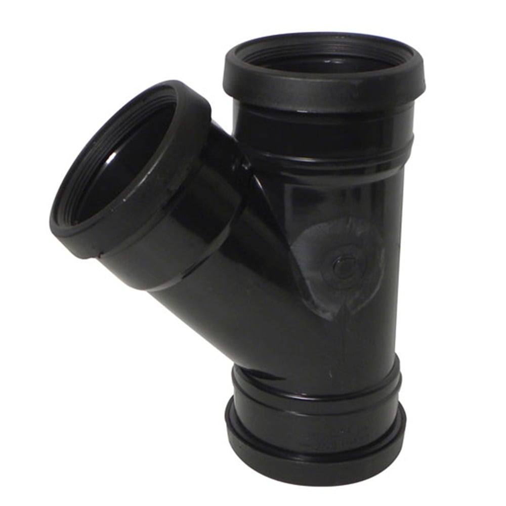 110mm Pipe Triple Socket 45 Degree Branch (Black) 110mm Pipe Triple Socket 45 Degree Branch (Black)
