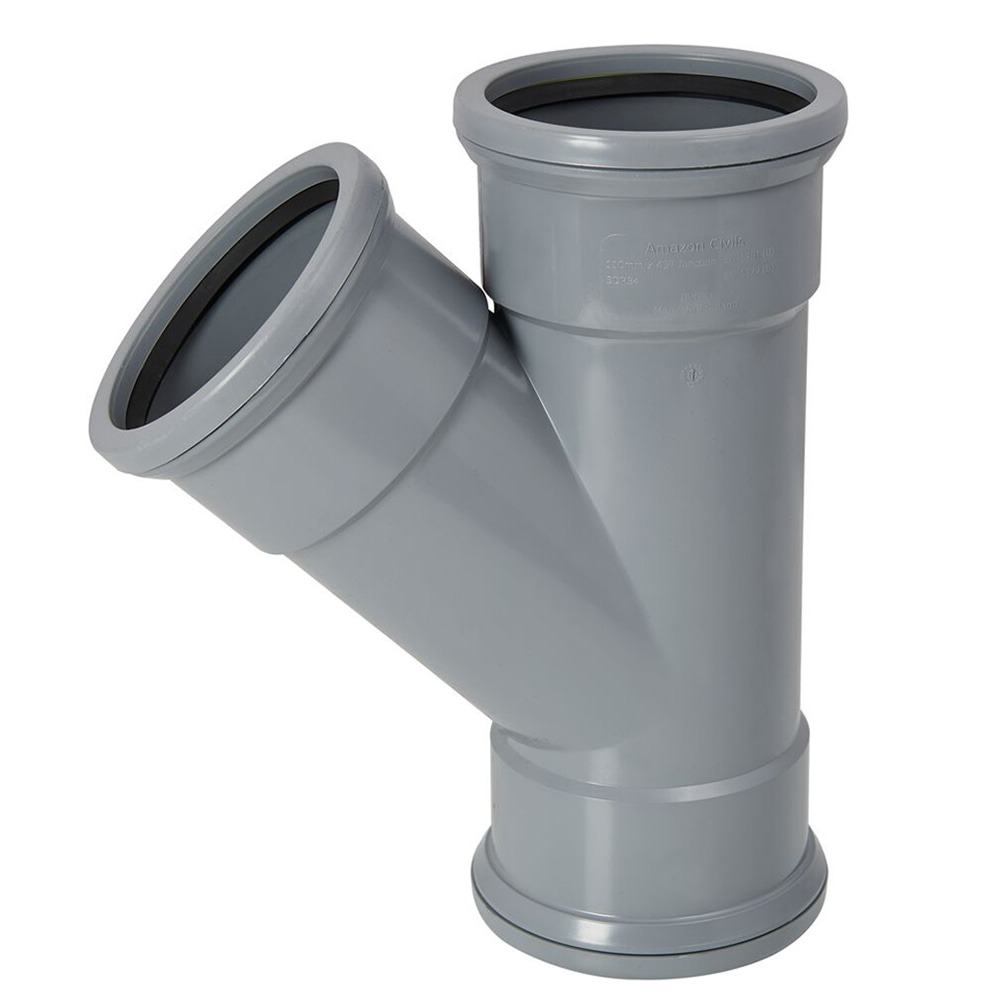 110mm Pipe Triple Socket 45 Degree Branch (Grey)