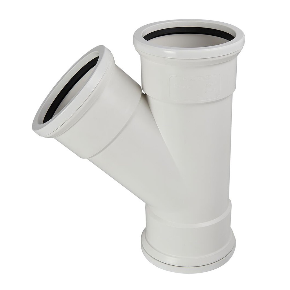 110mm Pipe Triple Socket 45 Degree Branch (White)