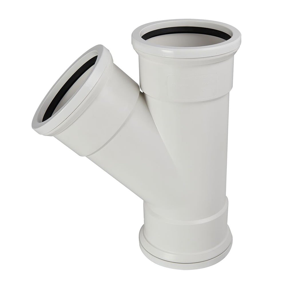 110mm Pipe Triple Socket 45 Degree Branch (White) 110mm Pipe Triple Socket 45 Degree Branch (White)