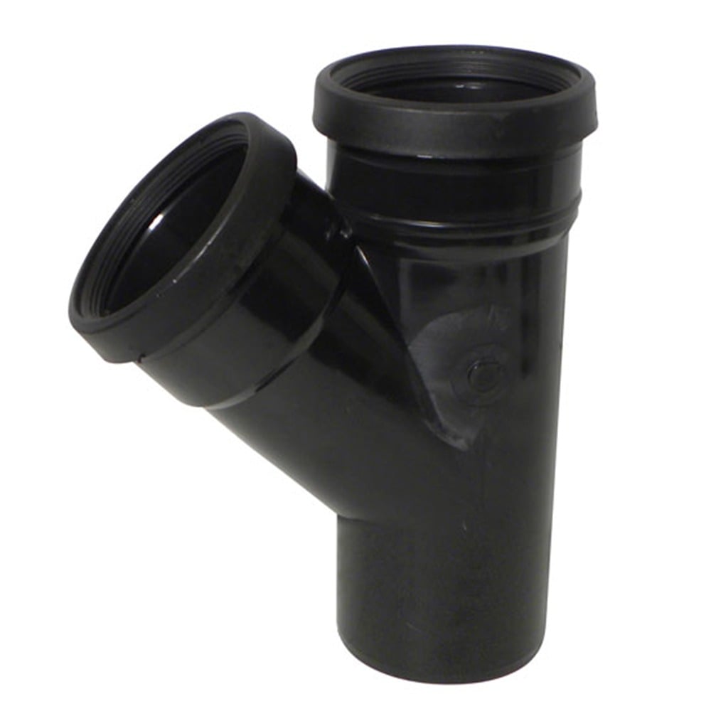 110mm Pipe Double Socket 45 Degree Branch (Black)