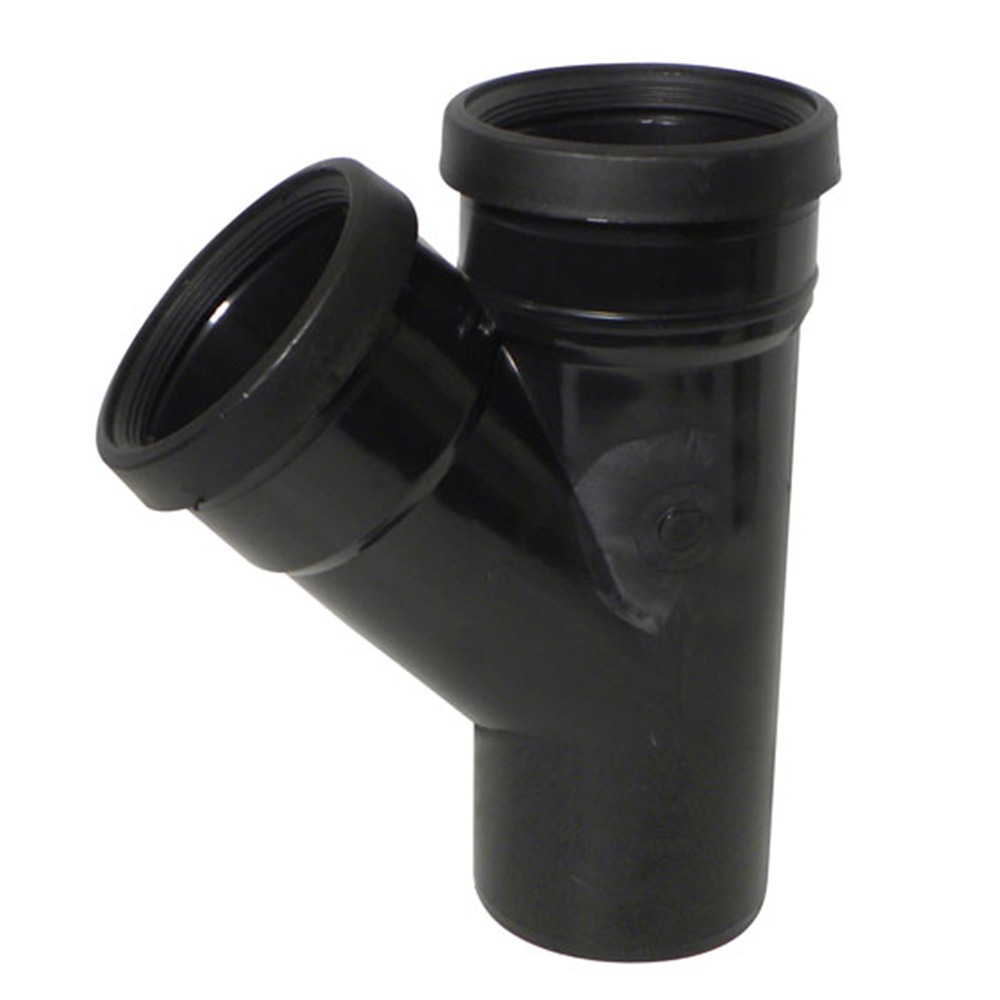 110mm Pipe Double Socket 45 Degree Branch (Black) 110mm Pipe Double Socket 45 Degree Branch (Black)