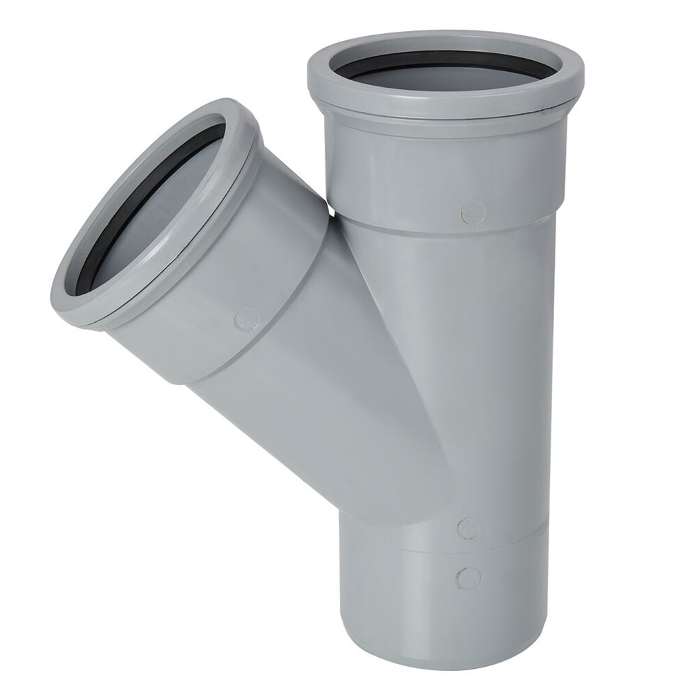 110mm Pipe Double Socket 45 Degree Branch (Grey) 110mm Pipe Double Socket 45 Degree Branch (Grey)