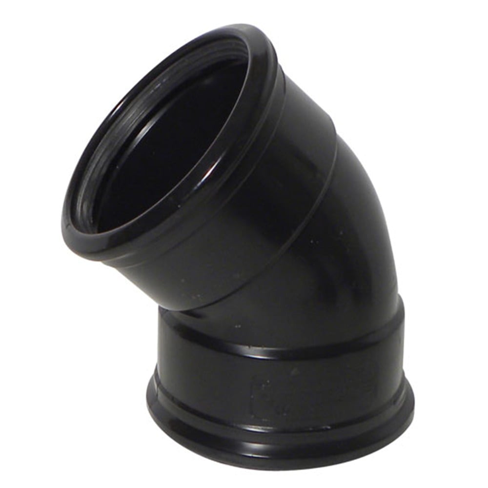 110mm Pipe Double Socket 45 Degree Bend (Black)