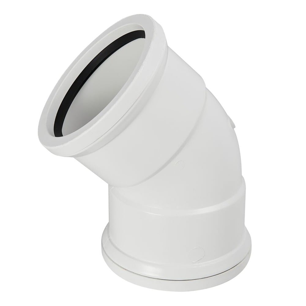 110mm Pipe Double Socket 45 Degree Bend (White) 110mm Pipe Double Socket 45 Degree Bend (White)