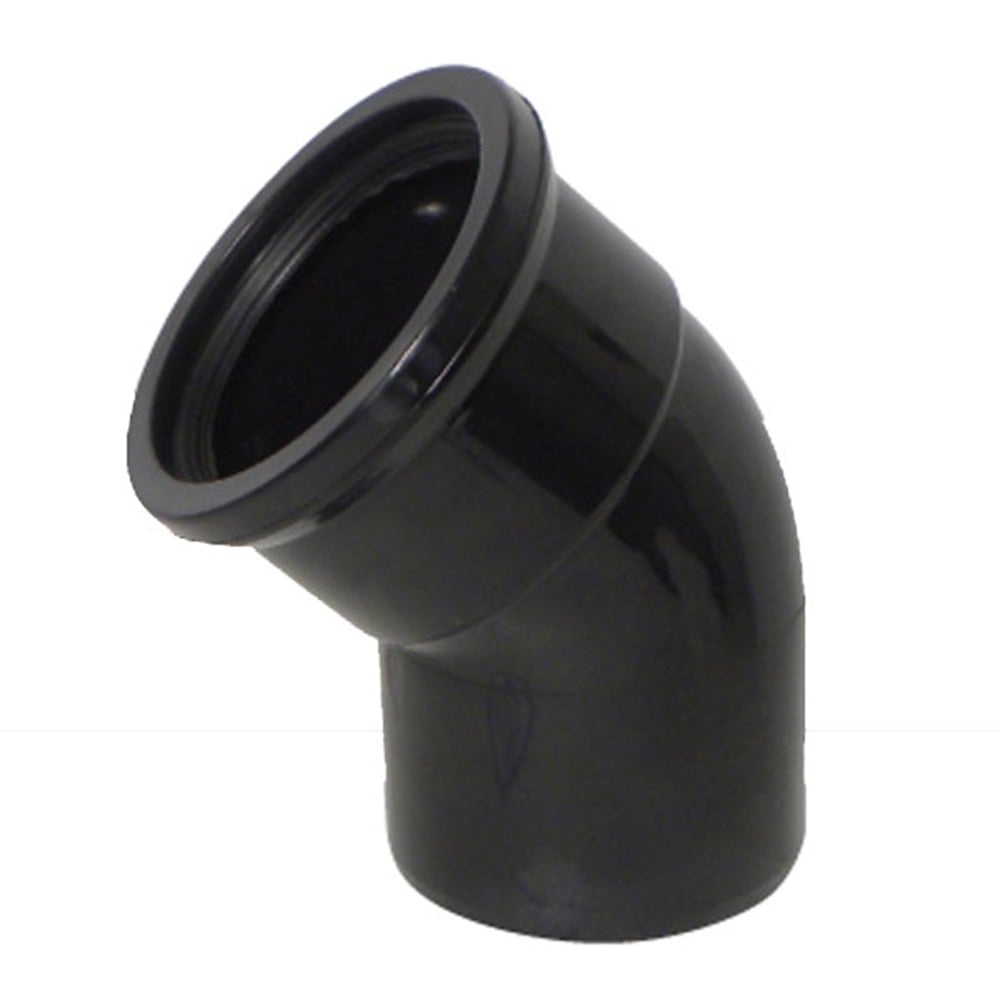Black 110mm Pipe Single Socket 45 Degree Bend Black 110mm Pipe Single Socket 45 Degree Bend