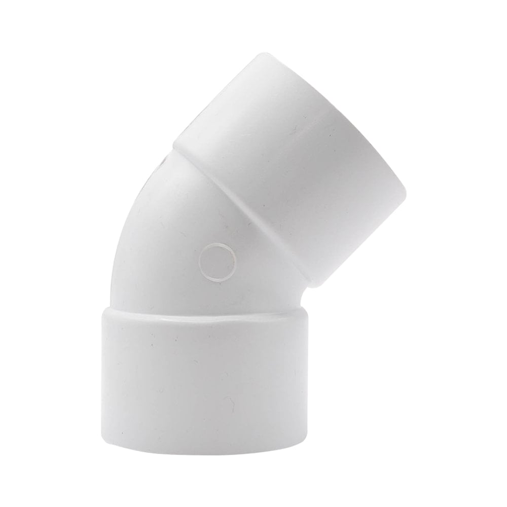 White 32mm Solvent Weld Double Socket 45 Degree Obtuse Bend (Kayflow) White 32mm Solvent Weld Double Socket 45 Degree Obtuse Bend (Kayflow)