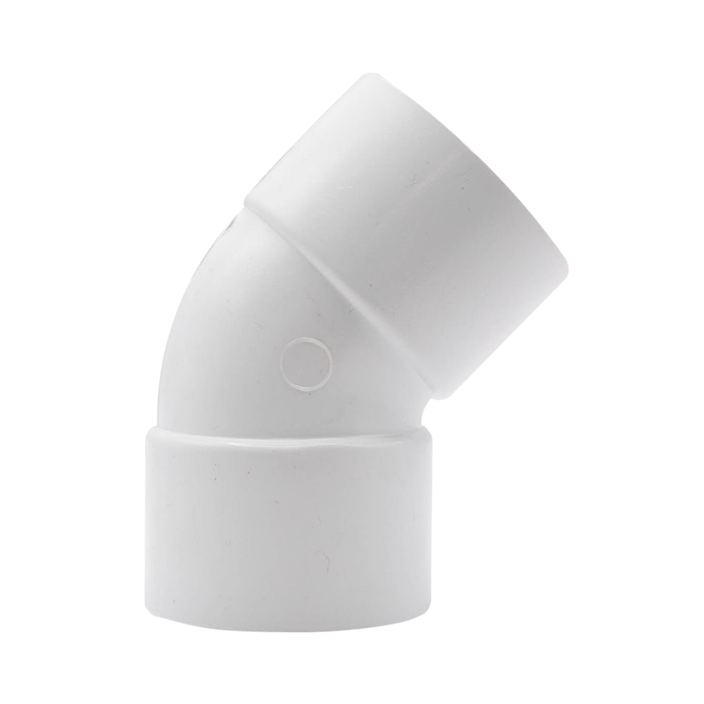 White 40mm Solvent Weld Double Socket 45 Degree Obtuse Bend (Kayflow)