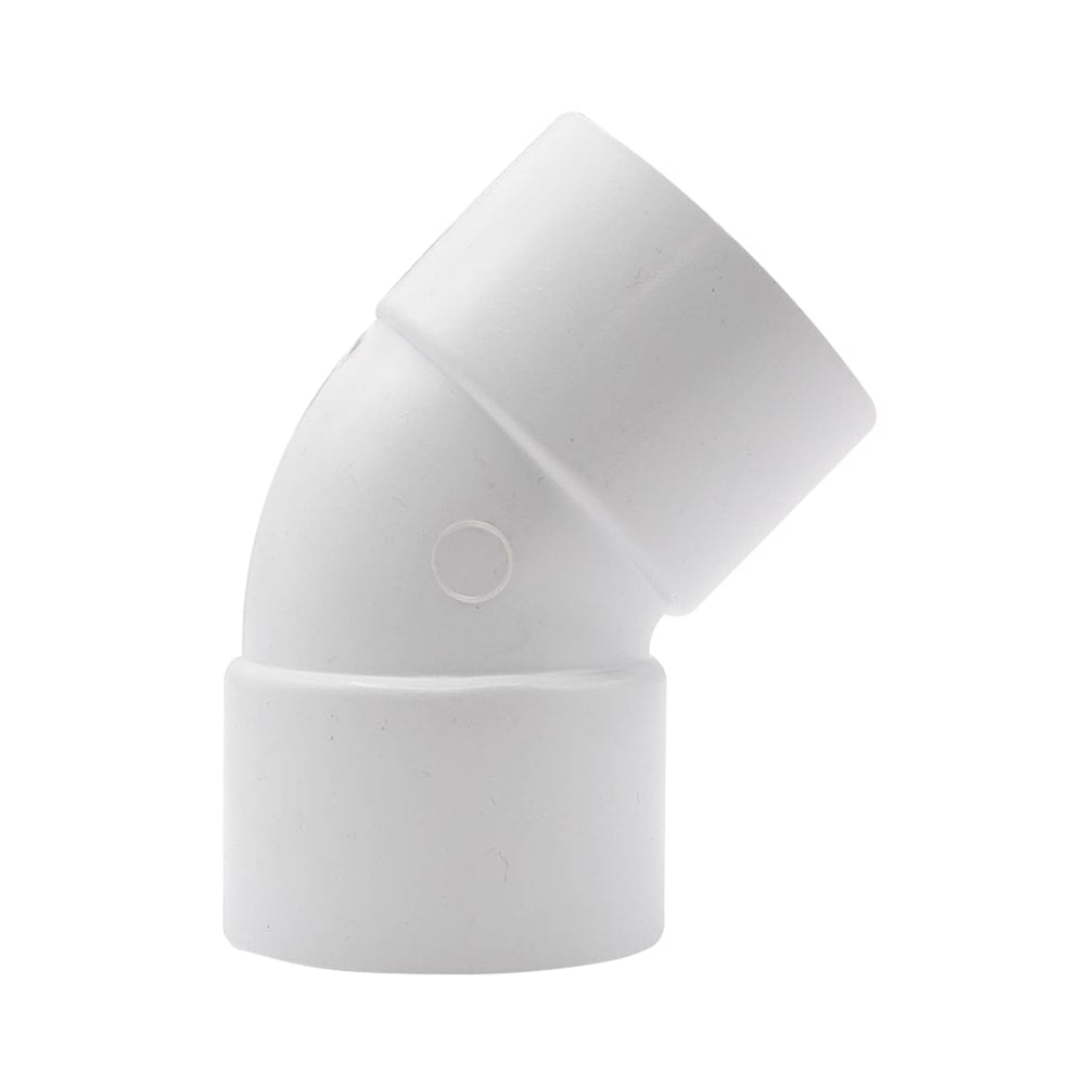 40mm Solvent Weld Double Socket 45 Degree Obtuse Bend (White) 40mm Solvent Weld Double Socket 45 Degree Obtuse Bend (White)