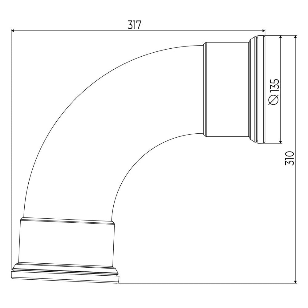 Terracotta 110mm Underground 90 Degree Double Socket Swept Bend