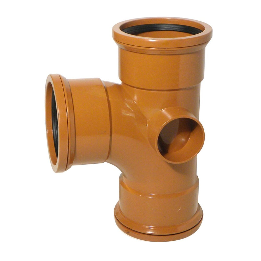 Terracotta 110mm Underground 90 Degree Triple Socket Junction with Twin Boss Terracotta 110mm Underground 90 Degree Triple Socket Junction with Twin Boss