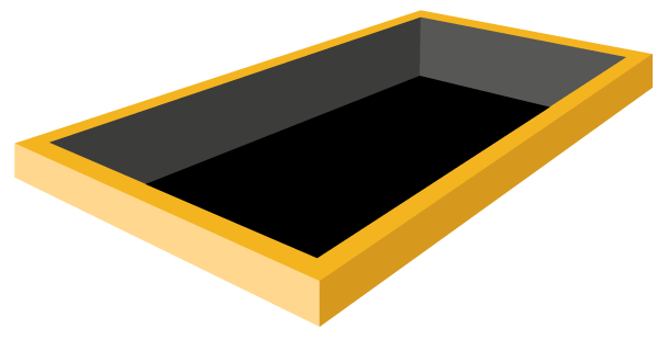 Diagram to show the outside of the kerb for length and width measurements for a roof lantern