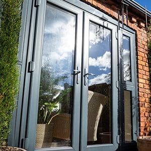 Grey aluminium door