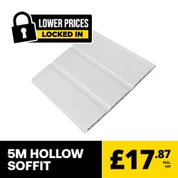 White 9mm x 300mm Hollow Soffit Board Push Fit (5m | Kestrel)